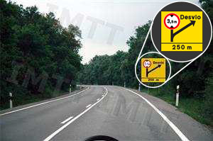 Este sinal indica-me que o desvio que vou encontrar a 250 metros aplica-se: